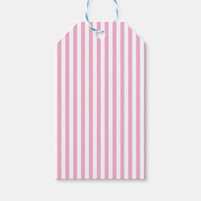 Rosa vit vertikal randig mönsterdesign presentetikett (Framsidan)
