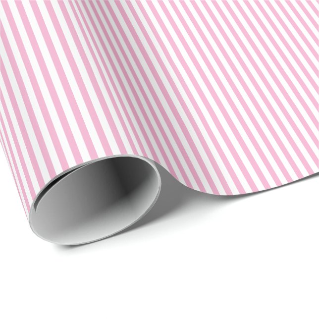 Rosa vit vertikal randig mönsterdesign presentpapper (Rullad Hörn)