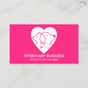 Rosa Vit Veterinär Klo Husdjur Doktor Djur Visitkort