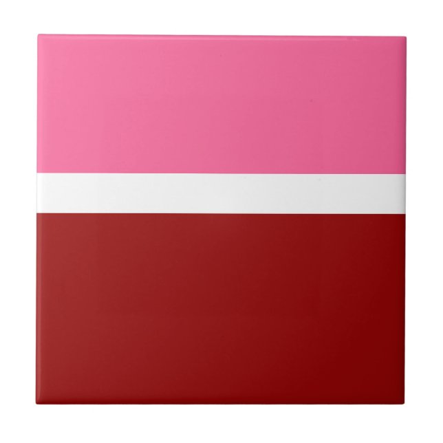 Rosa Vit Vinröd Färgblock  Kakelplatta (Framsidan)