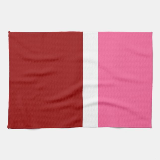 Rosa Vit Vinröd Färgblock  Kökshandduk (Horisontell)
