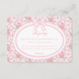 Rosa & Vit Vintage Blommig Barnpresentregistrering Tilläggskort