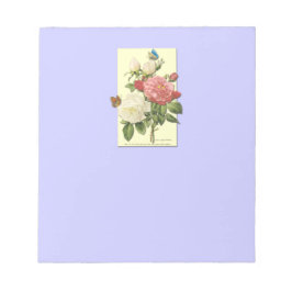 Rosa Vit Vintage Botaniskt Ro Anteckningsblock