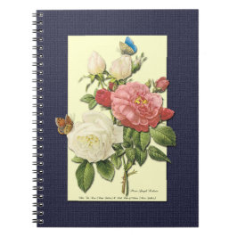 Rosa Vit Vintage Botaniskt Ro Anteckningsbok Med Spiral