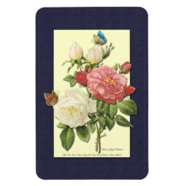 Rosa Vit Vintage Botaniskt Ro Magnet