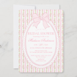 Rosa & Vit Vintage Elegant Blommig Bröllopsdusch Inbjudningar