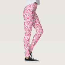Rosa & vit Zebra ränder Kvinnor i Capris Leggings