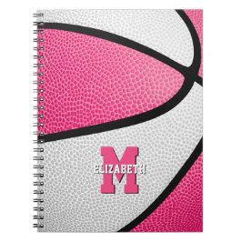 rosa vita basketbollflickor, monogrammerade anteckningsbok