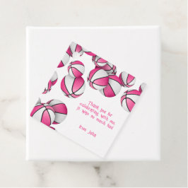 rosa vita basketbullar flickor födelsedag tack gåvor etiketter