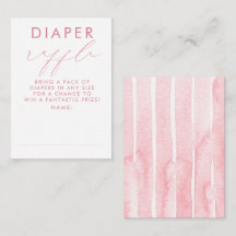 Rosa vita blöja lotteri baby shower biljetter