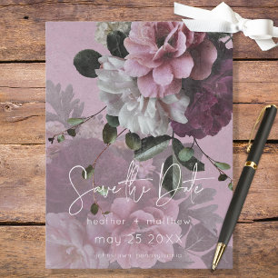 Rosa & Vita Blommiga Moderna Spara Datum Meddelande Vykort