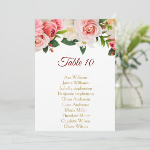 rosa & vita blommor guld sittplatser inbjudningar