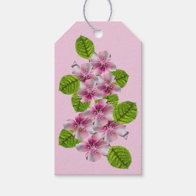 Rosa & Vita Blommor Presentkort Presentetikett (Framsidan)
