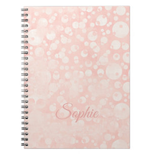 Rosa vita bubblor polka dots ditt namn anteckningsbok