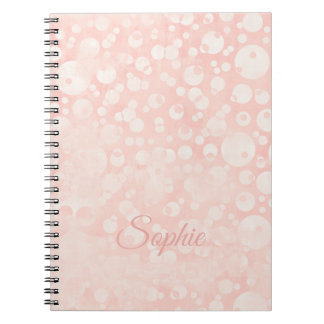 Rosa vita bubblor polka dots ditt namn anteckningsbok