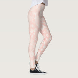 Rosa vita bubblor polka dots leggings