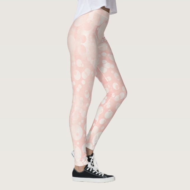 Rosa vita bubblor polka dots leggings (Höger)