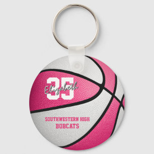 rosa, vita flickans basketbollpresenter med team n nyckelring