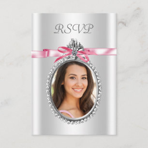 Rosa vita foton RSVP-kort OSA Kort