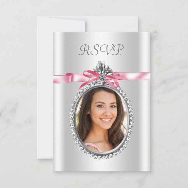 Rosa vita foton RSVP-kort OSA Kort (Framsida)