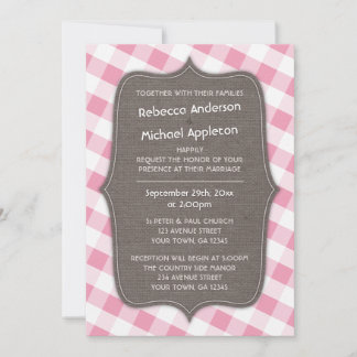 Rosa & Vita Gingham Canvas Bröllopsinbjudningar Inbjudningar