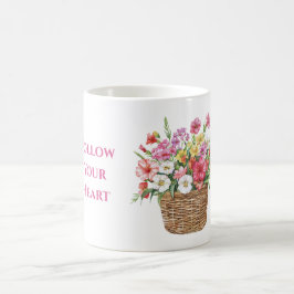 Rosa Vita Gula Röda Blommor i Korg Kaffemugg