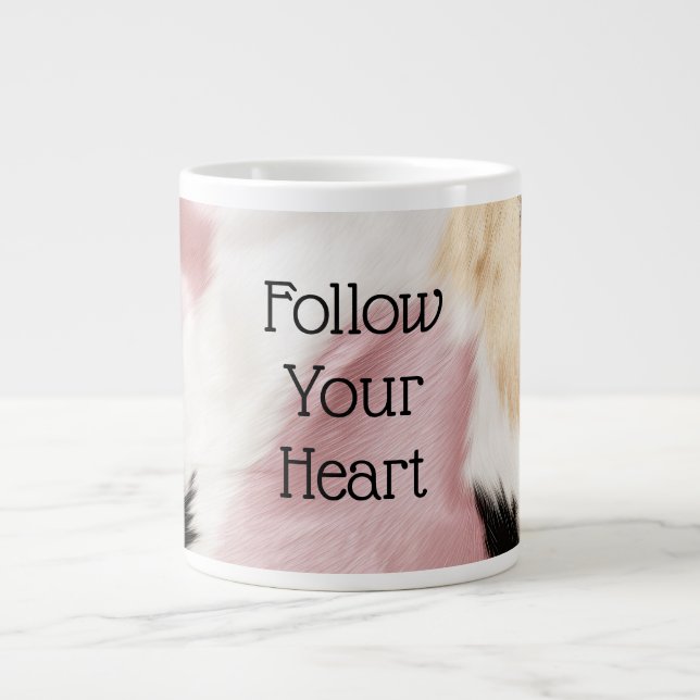  Rosa Vita Guld Black Cowhide Animal Jumbo Mugg (Framsidan)