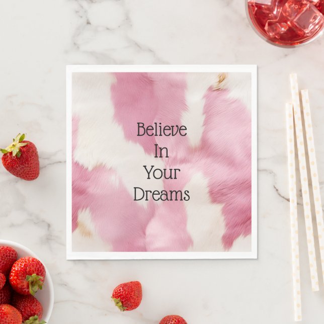  Rosa Vita Guld Cowhide Animal Pappersservett (Insitu)