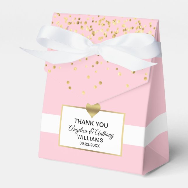  Rosa Vita Guld Heart Party favör Bröllop Presentaskar (Framsidan Sidan)