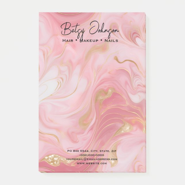 Rosa Vita Guld Marcular Post-it Block (Framsida)