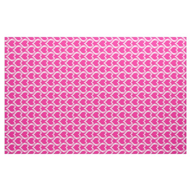 Rosa vita hjärtan mönster tyg (Fat Quarter)