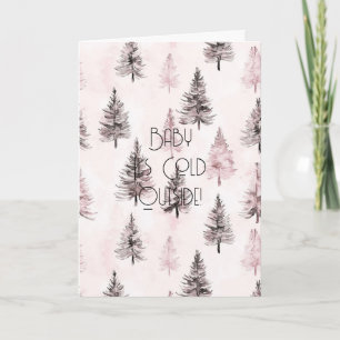 Rosa vita jul snöflingor ränder kort
