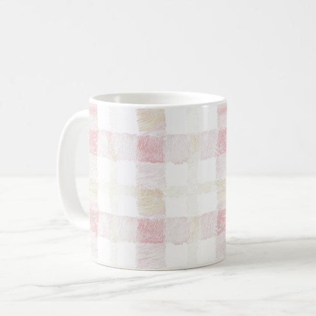 Rosa Vita Krämrutiga Ränder Kaffemugg (Framsida vänster)