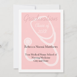 Rosa/Vita kvinnors hälsobesked i Studenten Inbjudningar