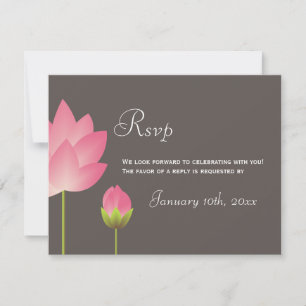 Rosa vita lotusblommor bröllop rsvp-svar OSA kort