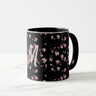 Rosa&vita Magnolias på svart Personlig - första bö Mugg