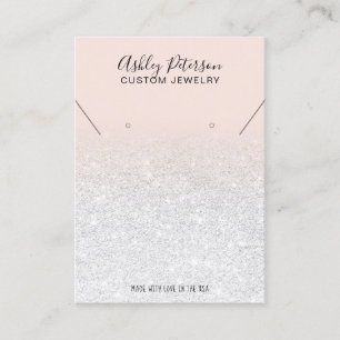 rosa, vita örhängen från glitter halsband visitkort