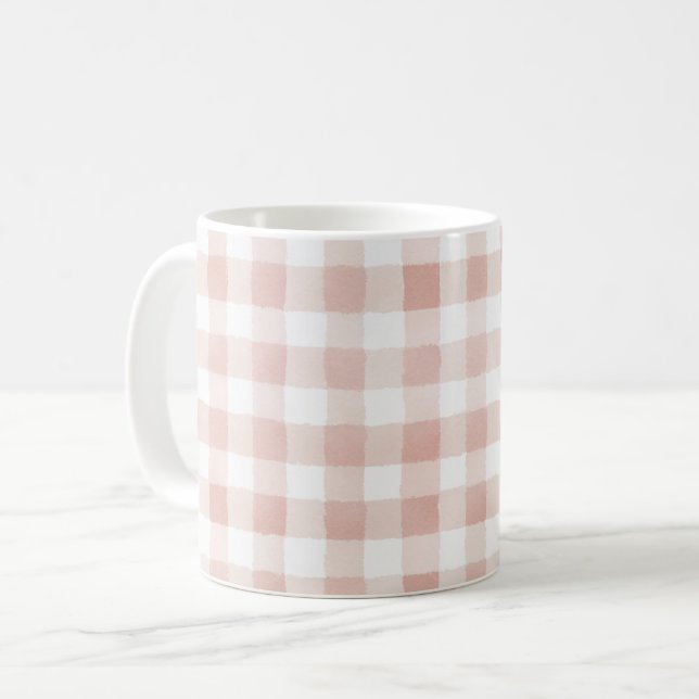 Rosa vita ränder kaffemugg (Framsida vänster)