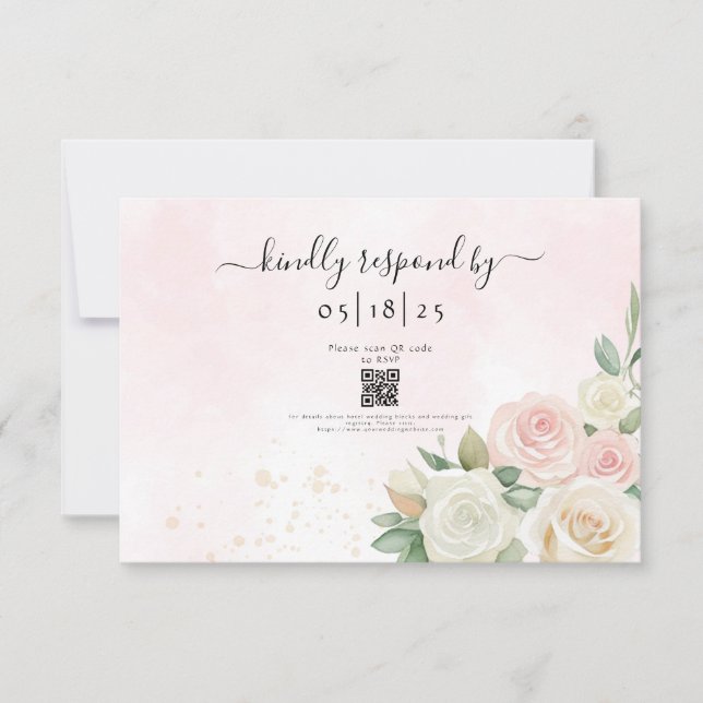 Rosa & Vita Rosa Blommar  OSA Kort (Framsida)