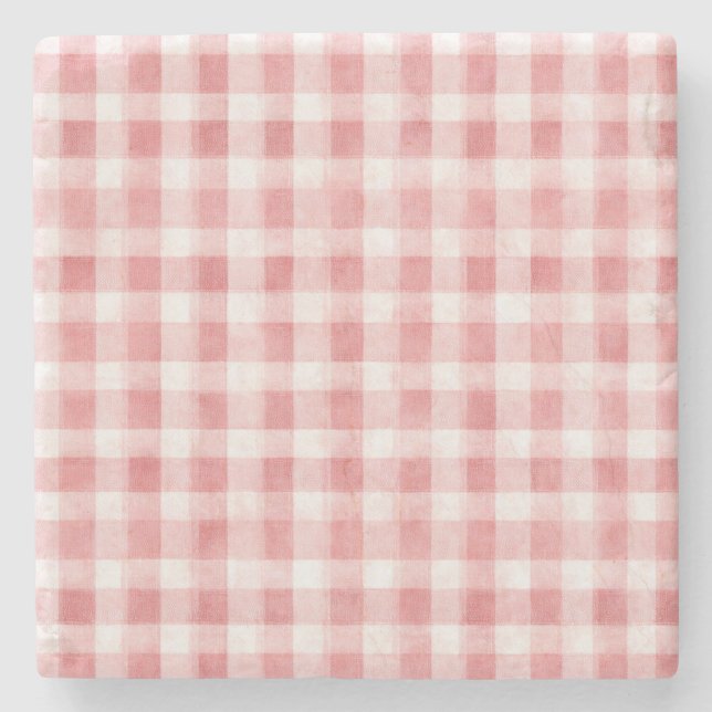 Rosa vita rutor och ränder stenunderlägg (Framsidan)