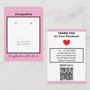 Rosa Vita Smycken Örhängen Logotyp QR-kod Visitkort