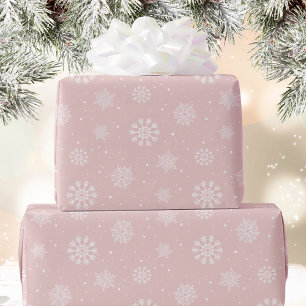 Rosa vita snöflingor Mönster jul helgdag Presentpapper