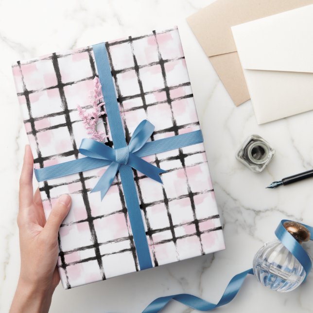 Rosa Vita Svarta Ränder Presentpapper (Gifting)