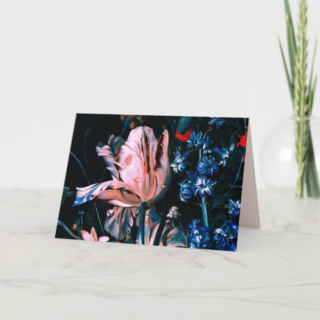 ROSA VITA TULPANER ,AMORETT ,BLOMSTER Födelsedag Kort (Framsida)