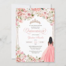  Rosa Vita vattenfärgsblommor Quinceañera