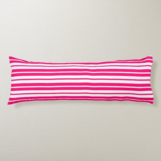 Rosa vita vertikala randiga mönsterdesign kroppskudde (Framsidan)