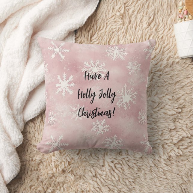 Rosa vita vintersnöflingor jul kudde (Filt)