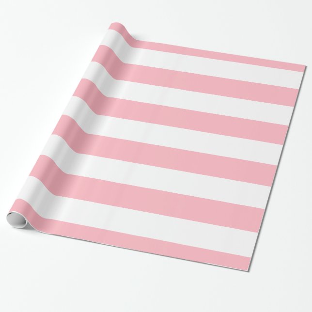Rosa, Vita XL Rand Mönster Presentpapper (Utrullad)