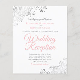  Rosa & vite BUDGETbröllopsmottagning Inbjudan