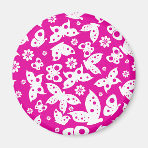 Rosa- & vitfjärilsmagnet magnet